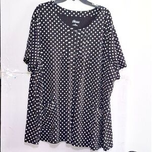 Easy Essentials Women's Tunic  Plus Sized Polka Dot Boho, Pockets, Academia, 4X